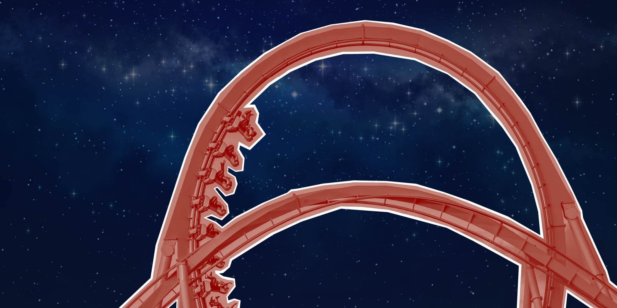 Red roller coaster with a space background